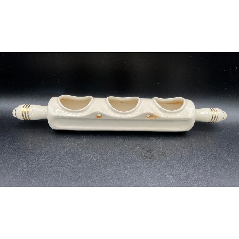 Vtg Gash Family Hand Painted‎ Ceramic Rolling Pin Planter Vase Wall Pocket 13